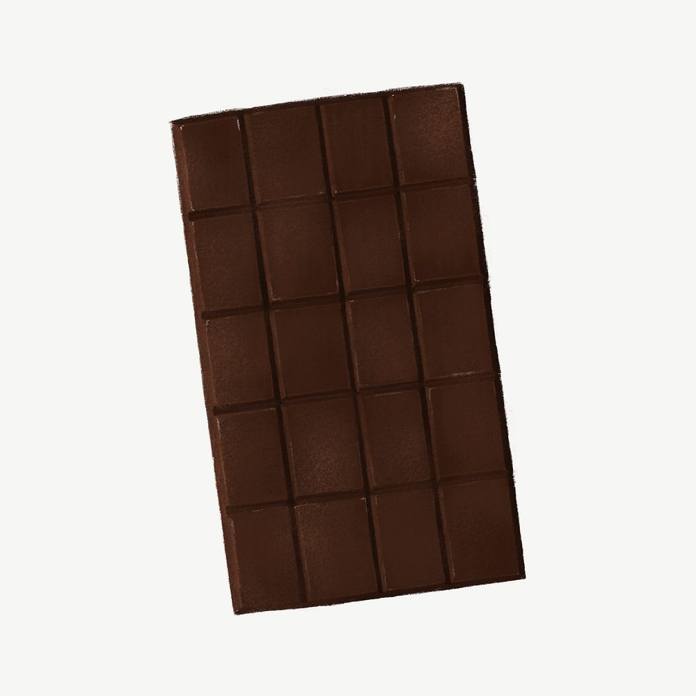 Dark chocolate bar, dessert collage element psd