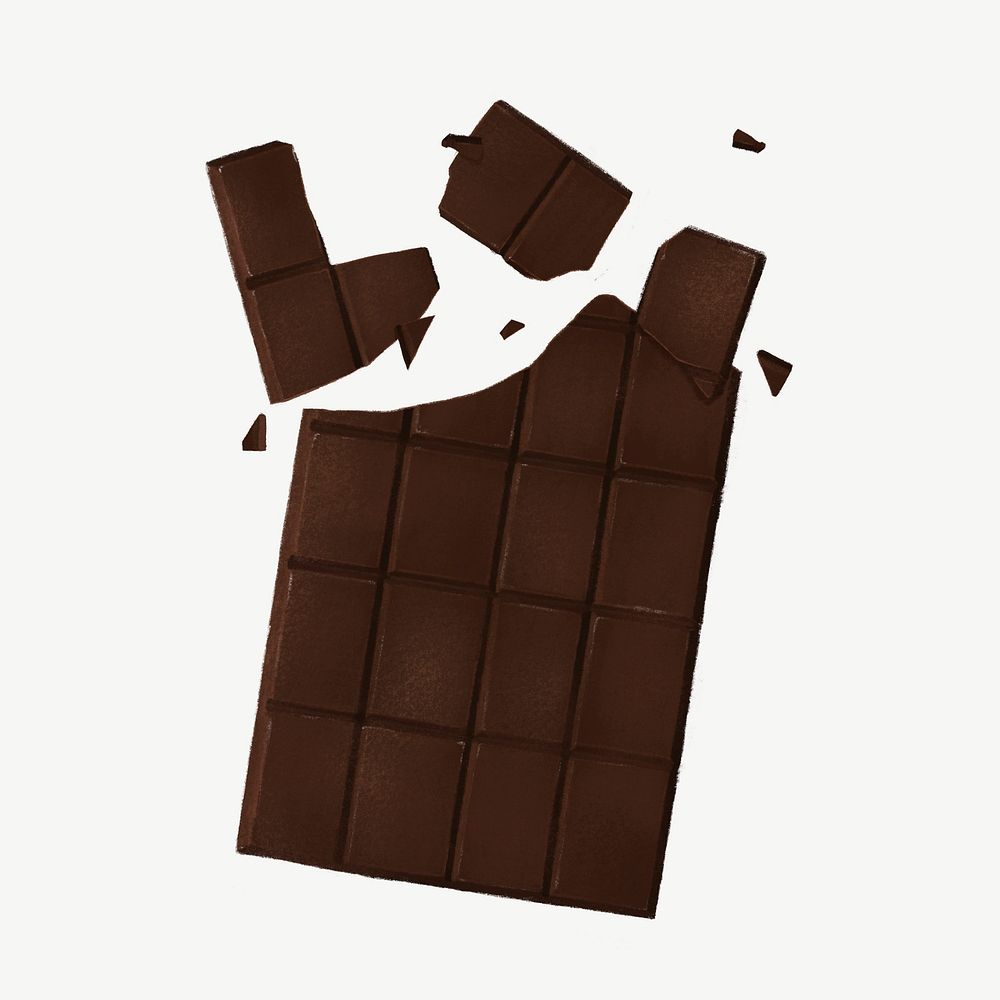 Dark chocolate bar, dessert collage element psd