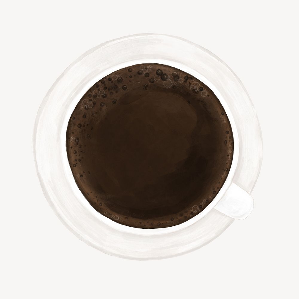 Black coffee, morning beverage illustration