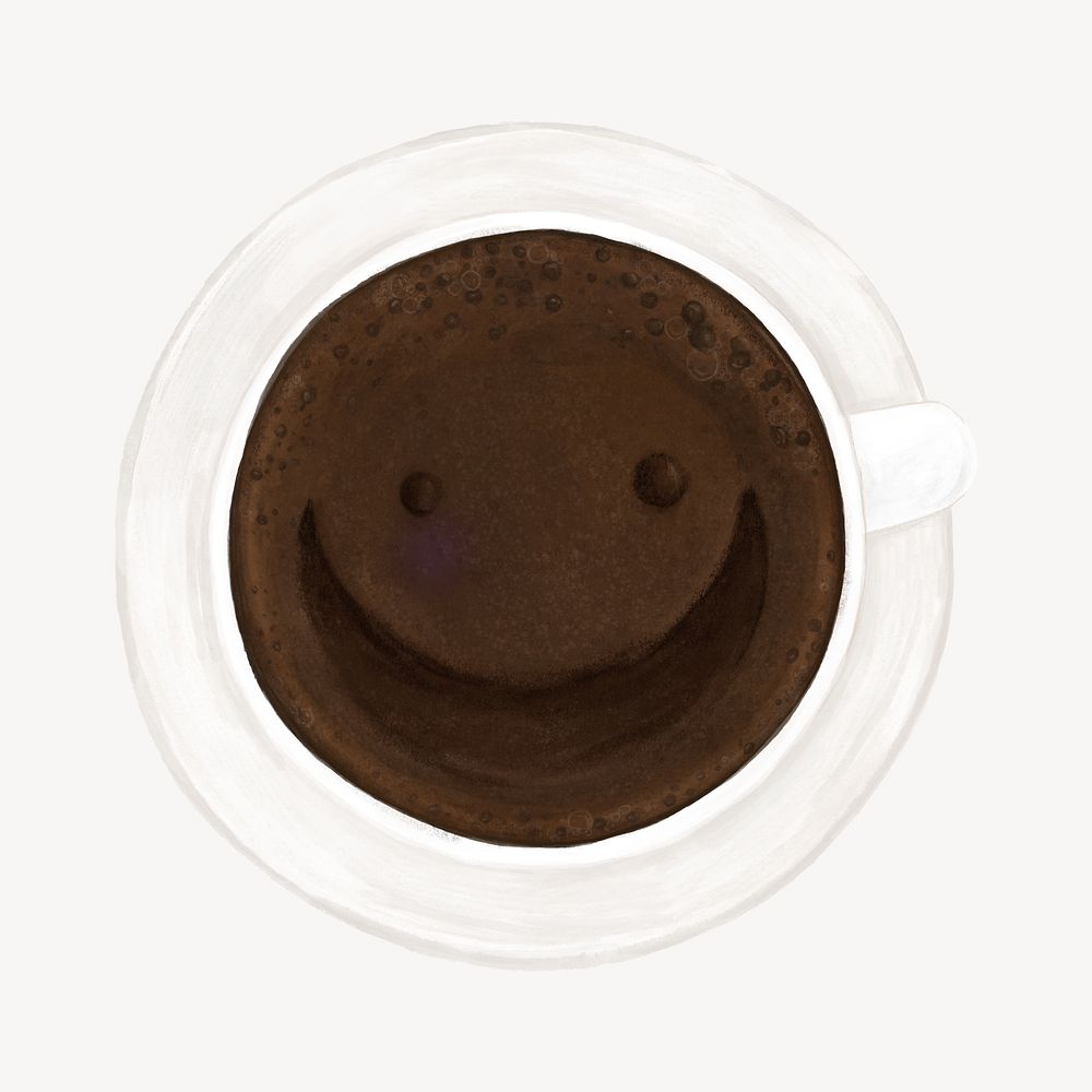 Smiling coffee, morning beverage illustration