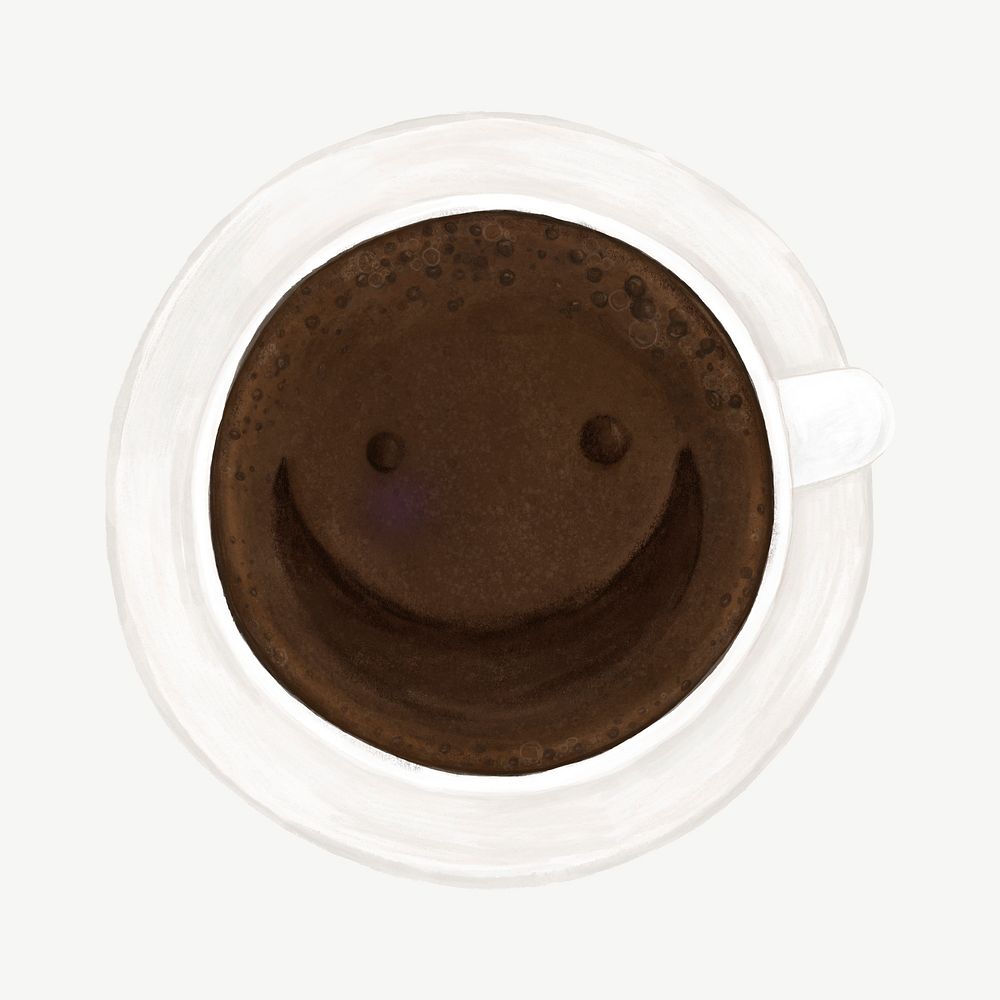 Smiling coffee, morning beverage collage element psd