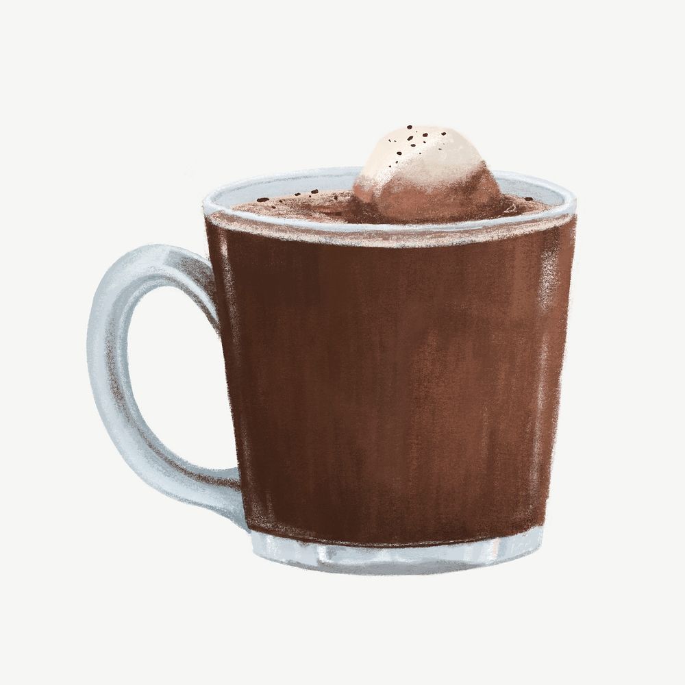 Hot chocolate, sweet beverage collage element psd