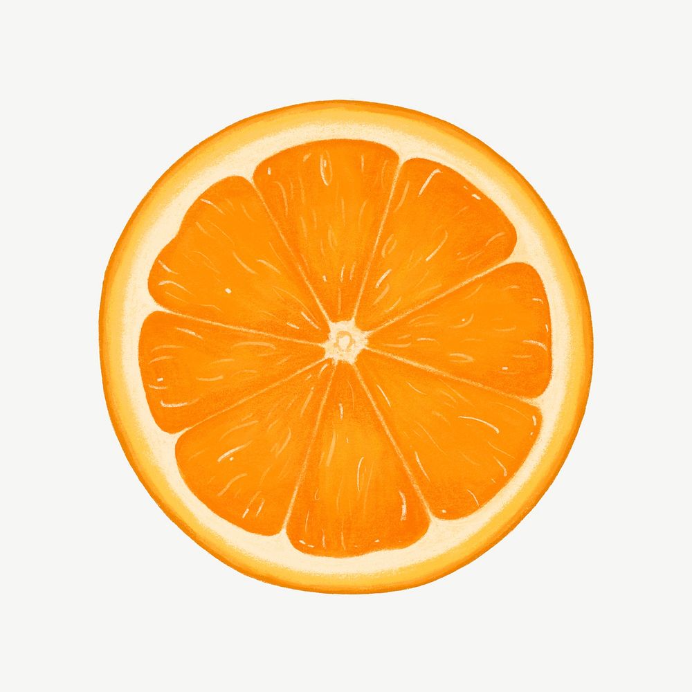 Orange slice fruit, healthy food collage element psd