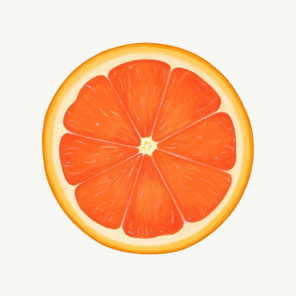 Orange slice fruit, healthy food collage element psd