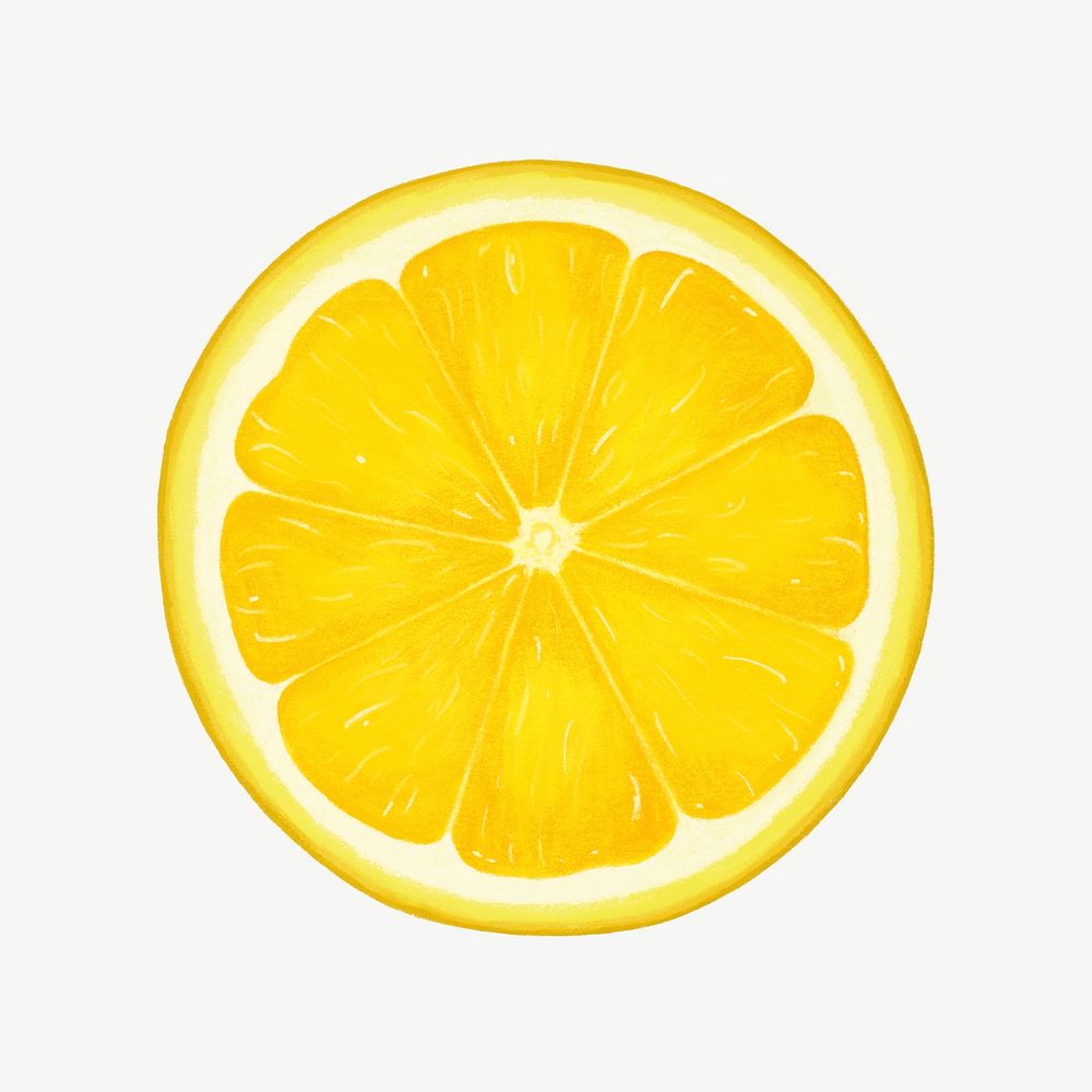 Lemon slice fruit, healthy food collage element psd