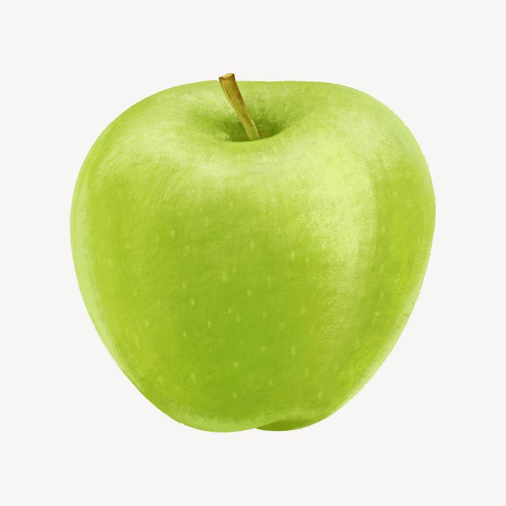 Green apple fruit, healthy food illustration