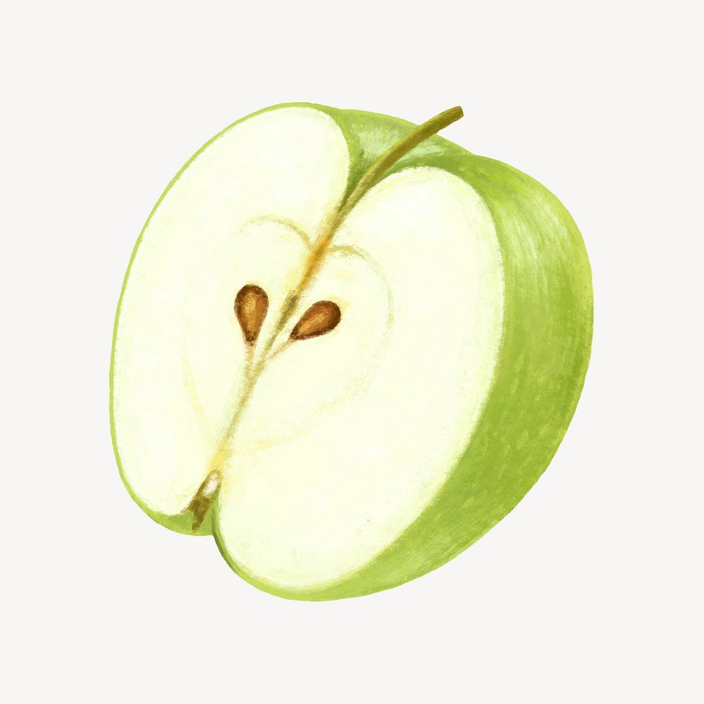 Green apple fruit, healthy food illustration