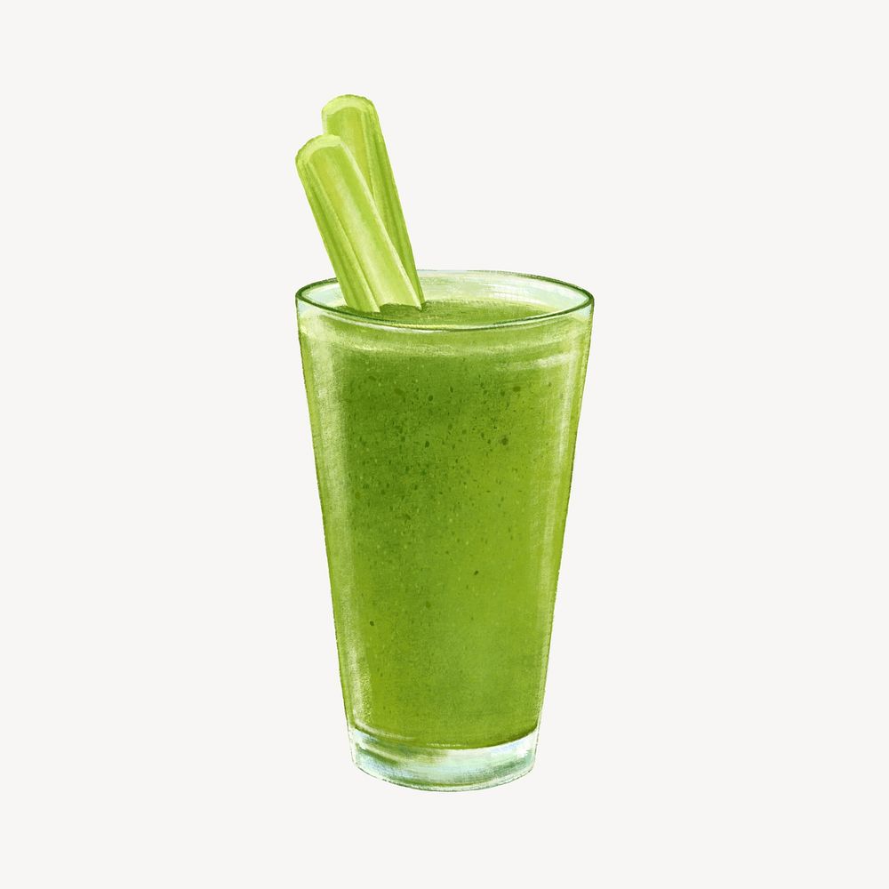Green cold-pressed juice, healthy drink illustration