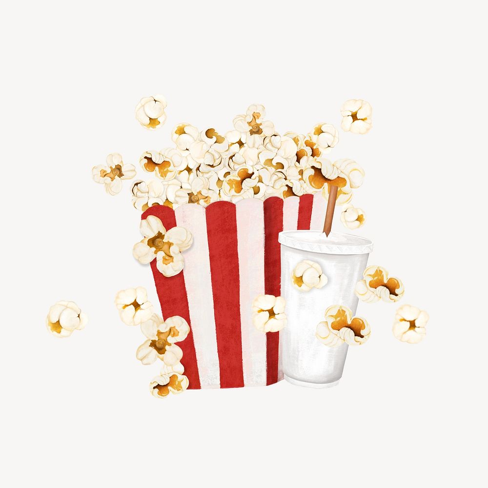 Popcorn movie snack, food illustration