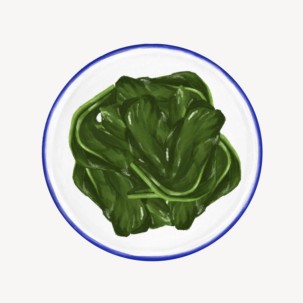 Seasoned spinach salad, Asian food illustration