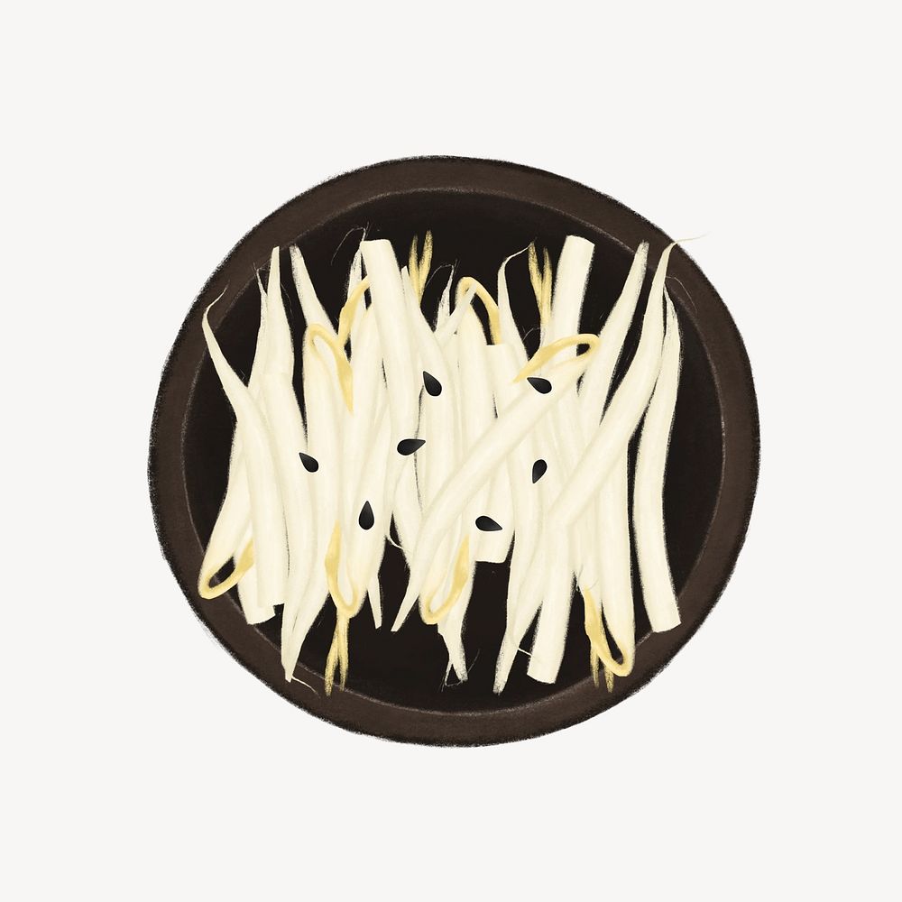 Seasoned bean sprout salad, Asian food illustration