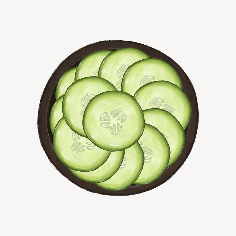 Seasoned cucumber salad, Asian food illustration