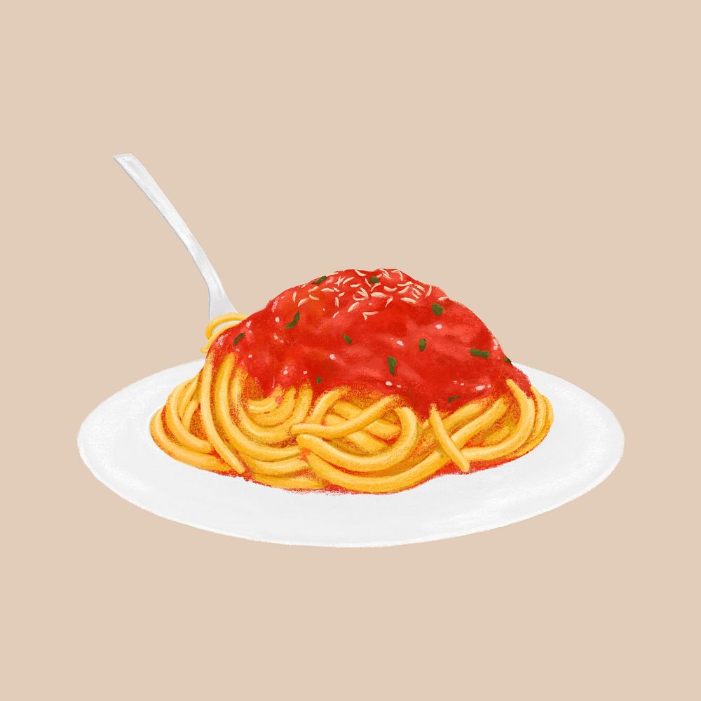 Spaghetti bolognese, food collage element psd