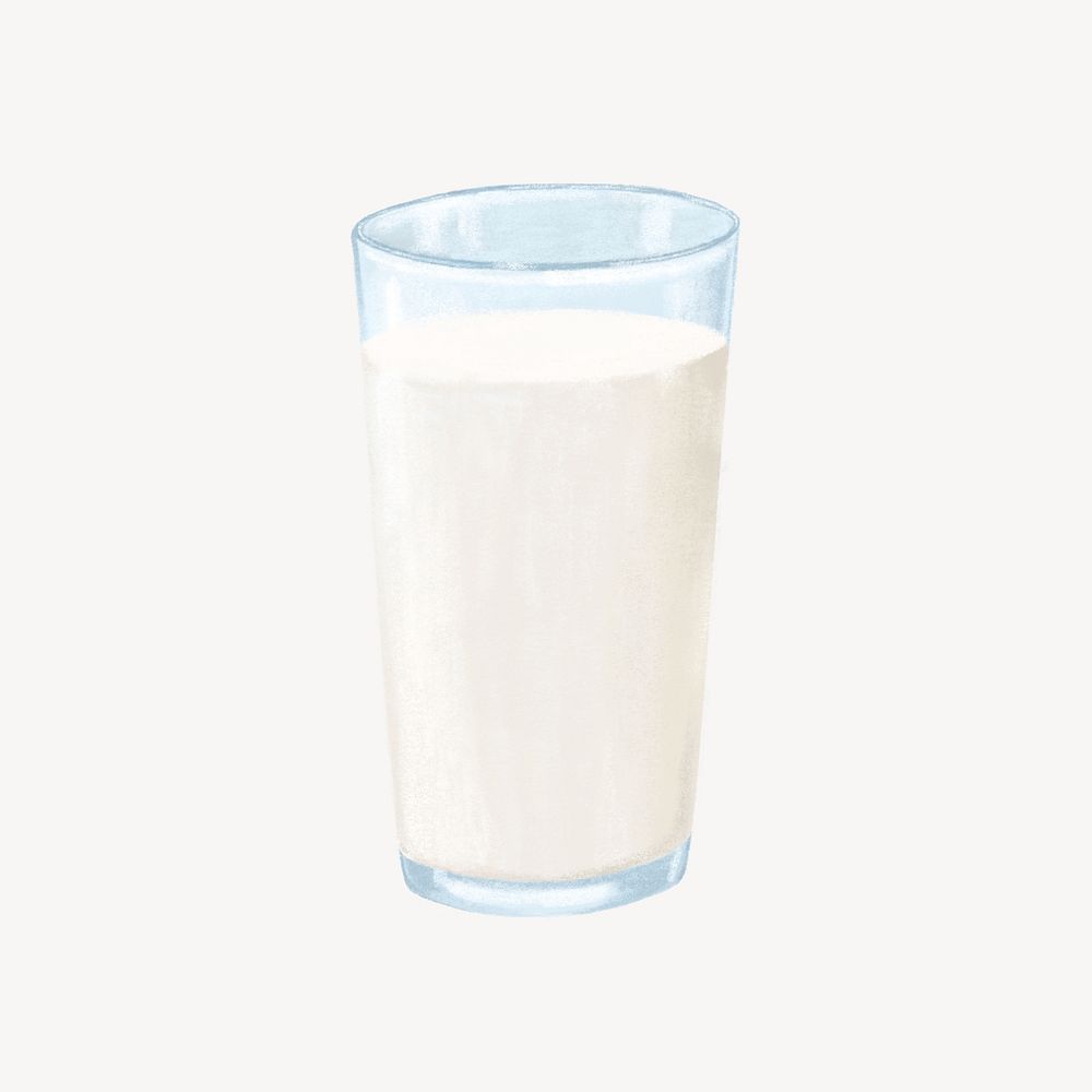 Glass of milk, dairy beverage illustration