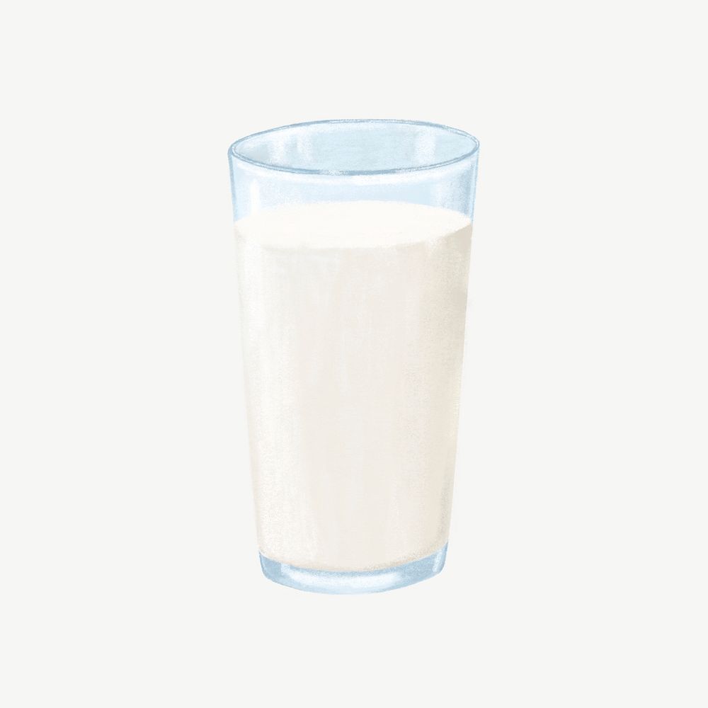 Glass of milk, dairy beverage collage element psd