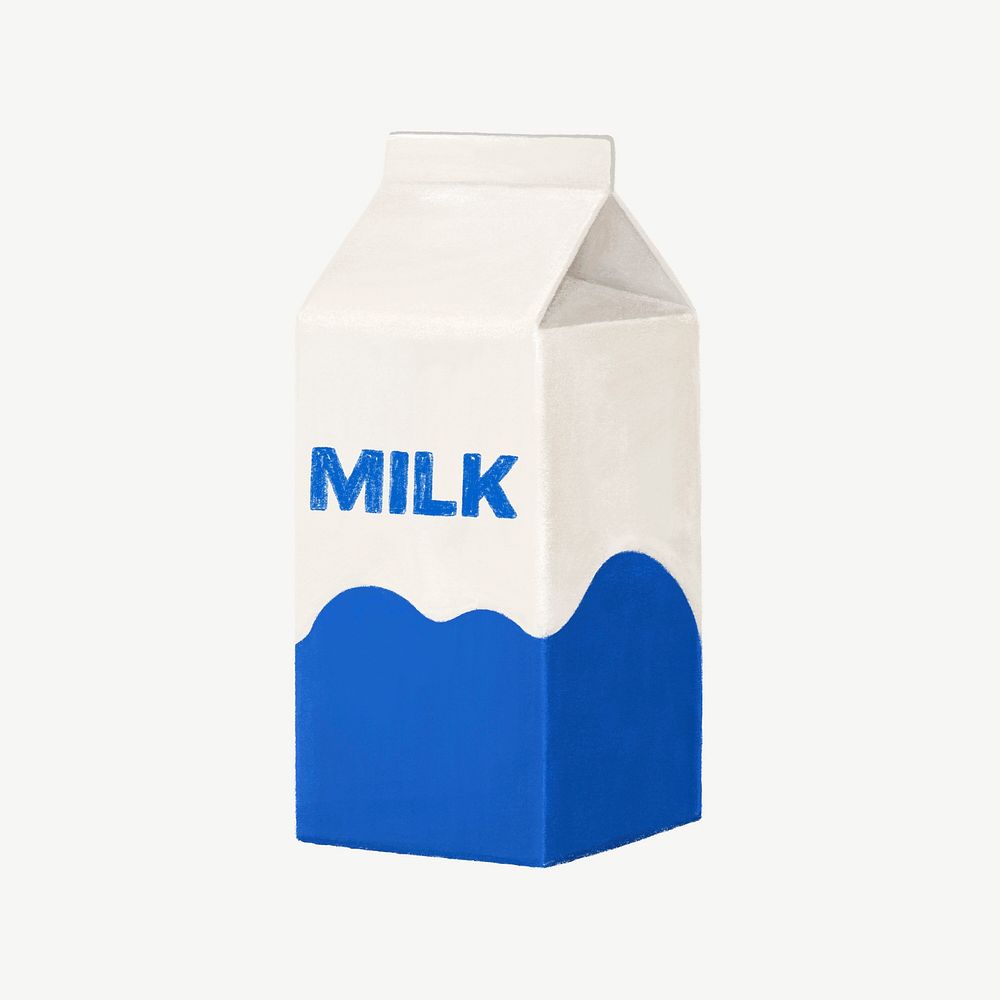 Milk carton, dairy beverage collage element psd