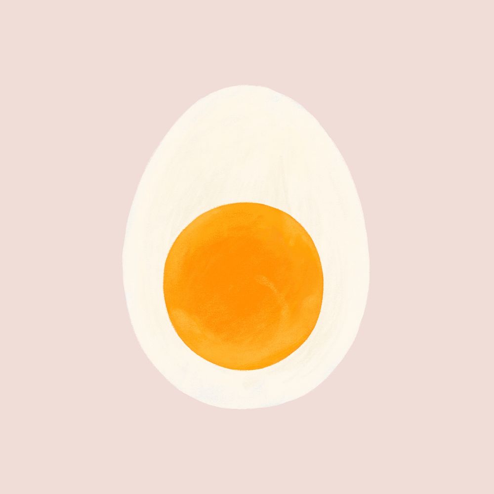 Boiled egg, breakfast food collage element psd