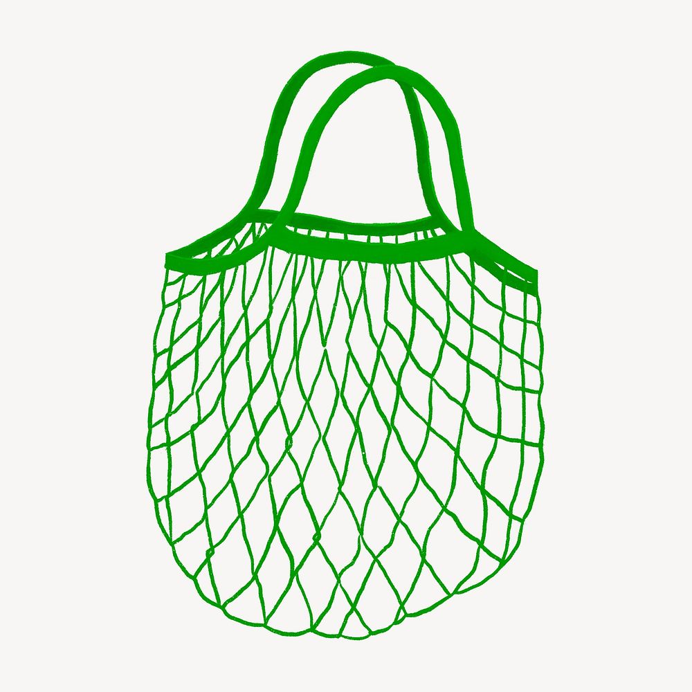 Green mesh grocery bag illustration