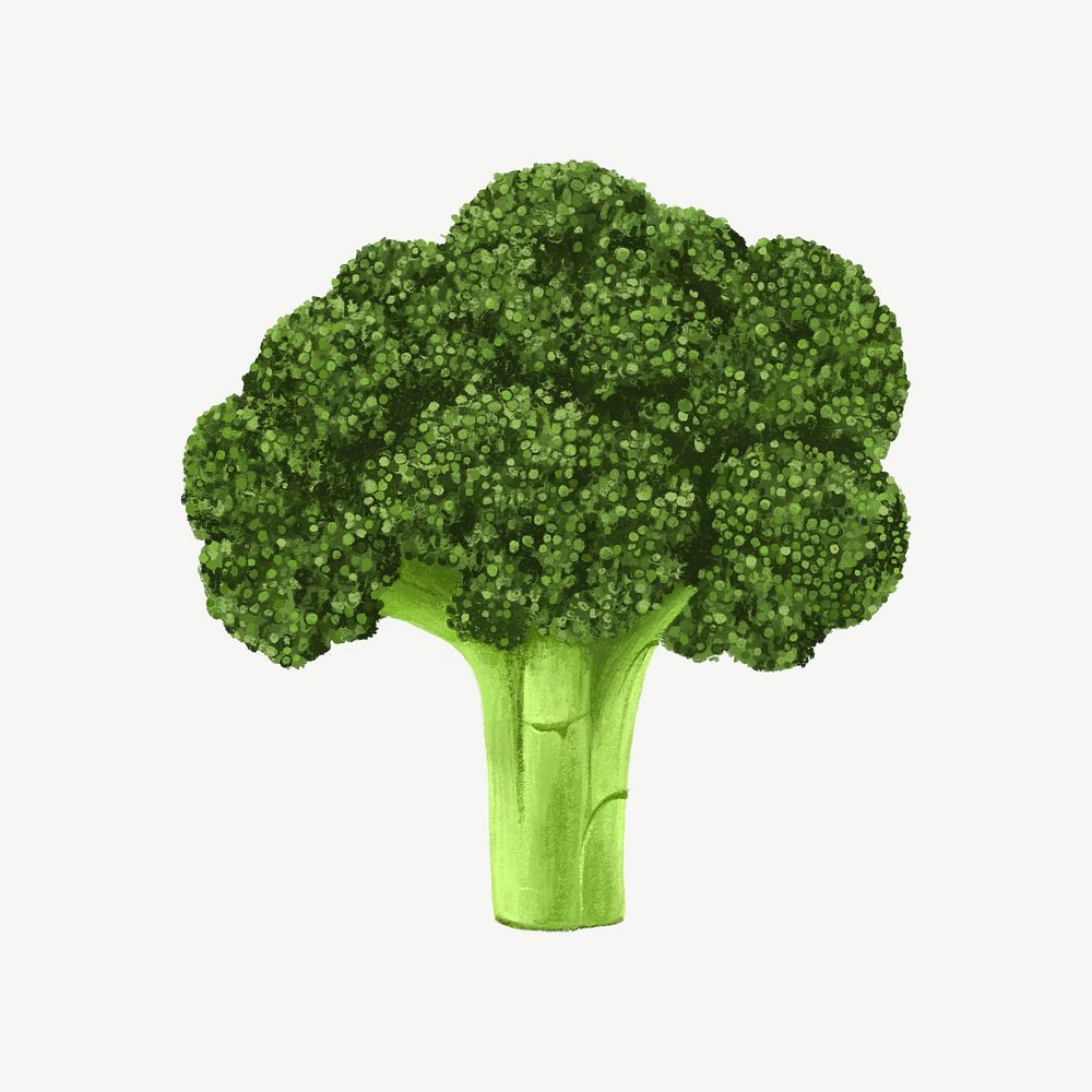 Broccoli vegetable, healthy food collage element psd