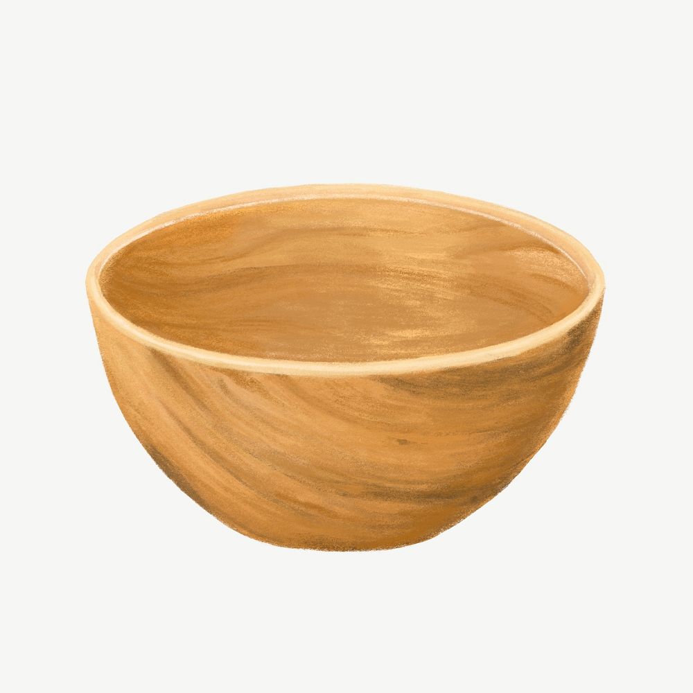 Wooden bowl collage element psd