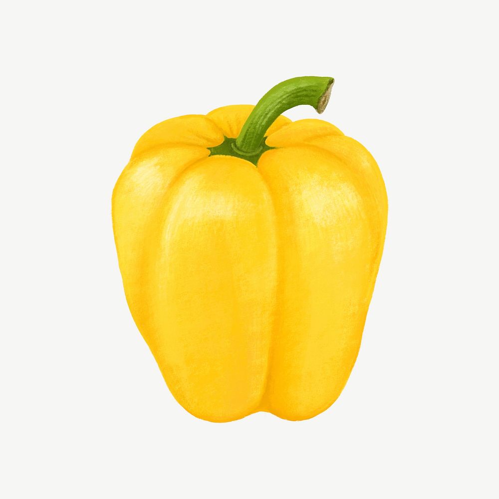Yellow bell pepper vegetable, healthy food collage element psd
