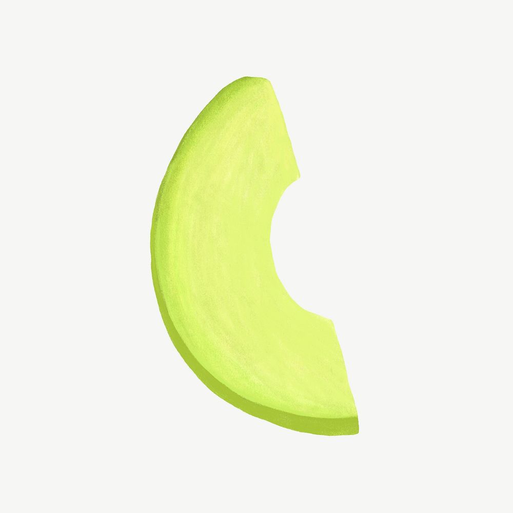 Avocado slice fruit, healthy food collage element psd