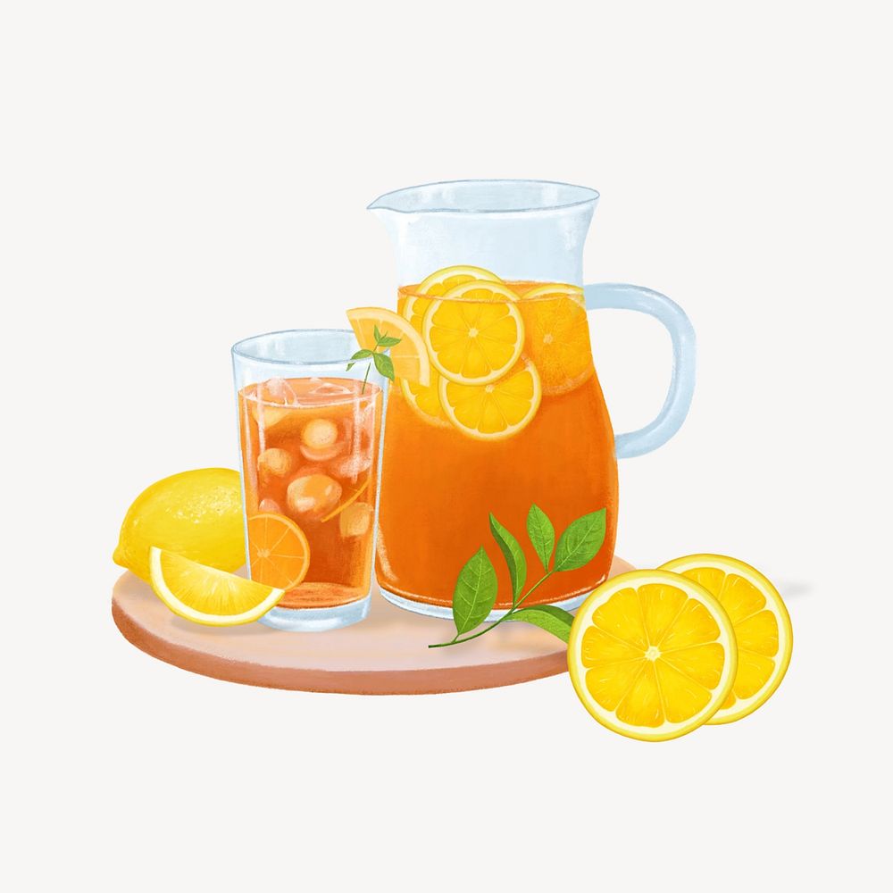 Iced lemon tea, drinks & refreshment illustration