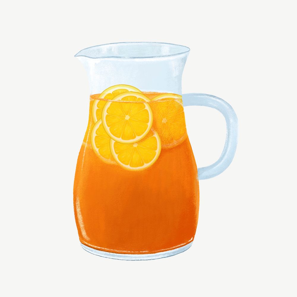 Lemon tea jug, drinks & refreshment collage element psd