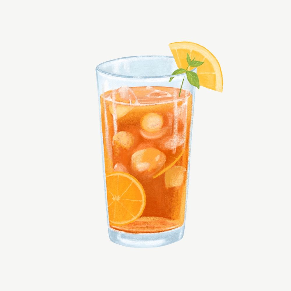 Iced lemon tea, drinks & refreshment collage element psd