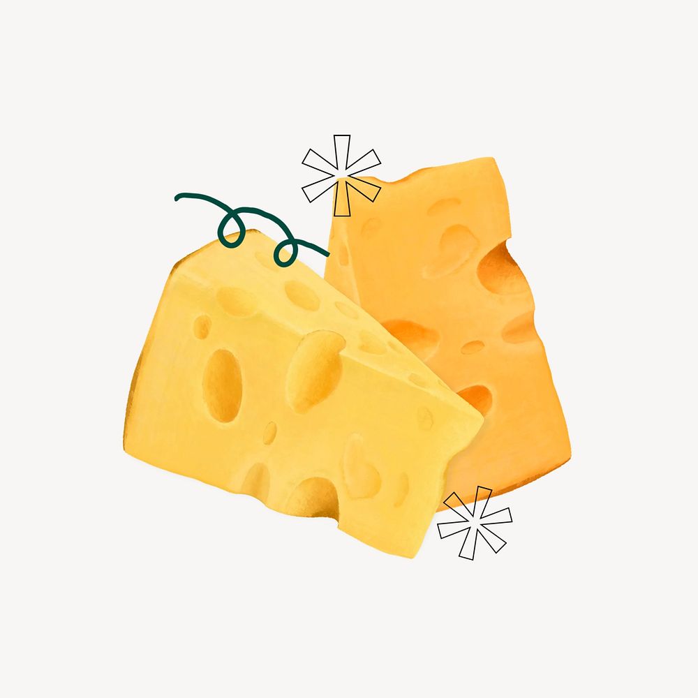 Alpine cheese, dairy food illustration