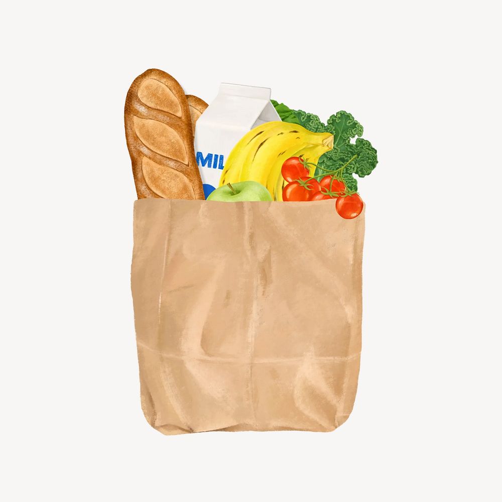 Food grocery bag illustration