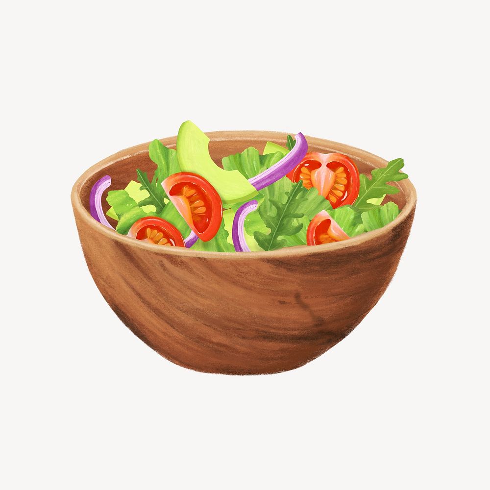 Healthy salad bowl, diet food illustration