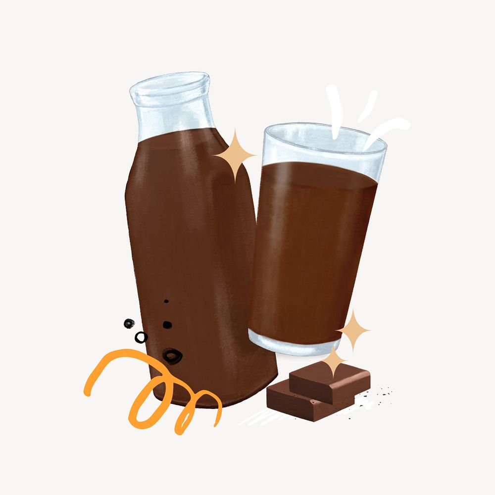 Chocolate milk, sweet beverage illustration