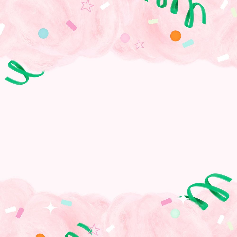 Pink cotton candy background, cute border 