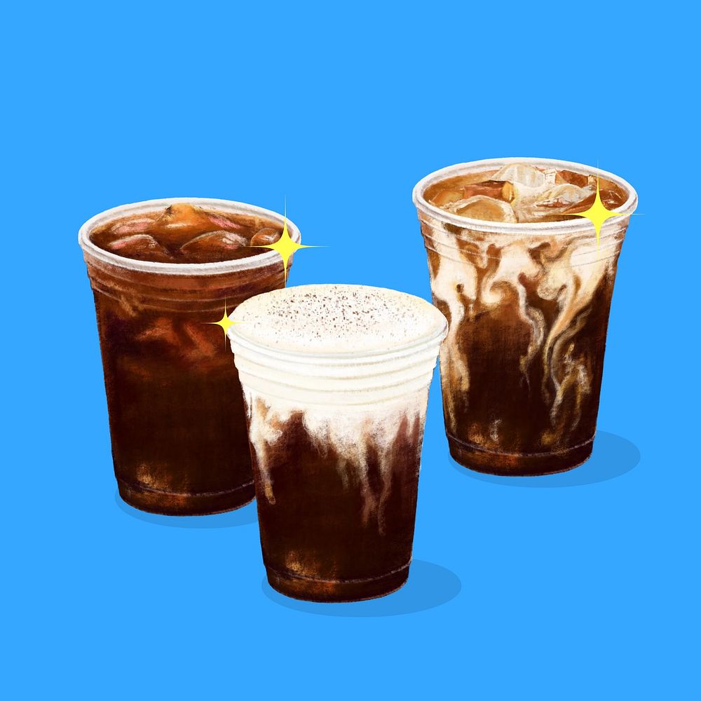 Iced coffee, morning beverage illustration