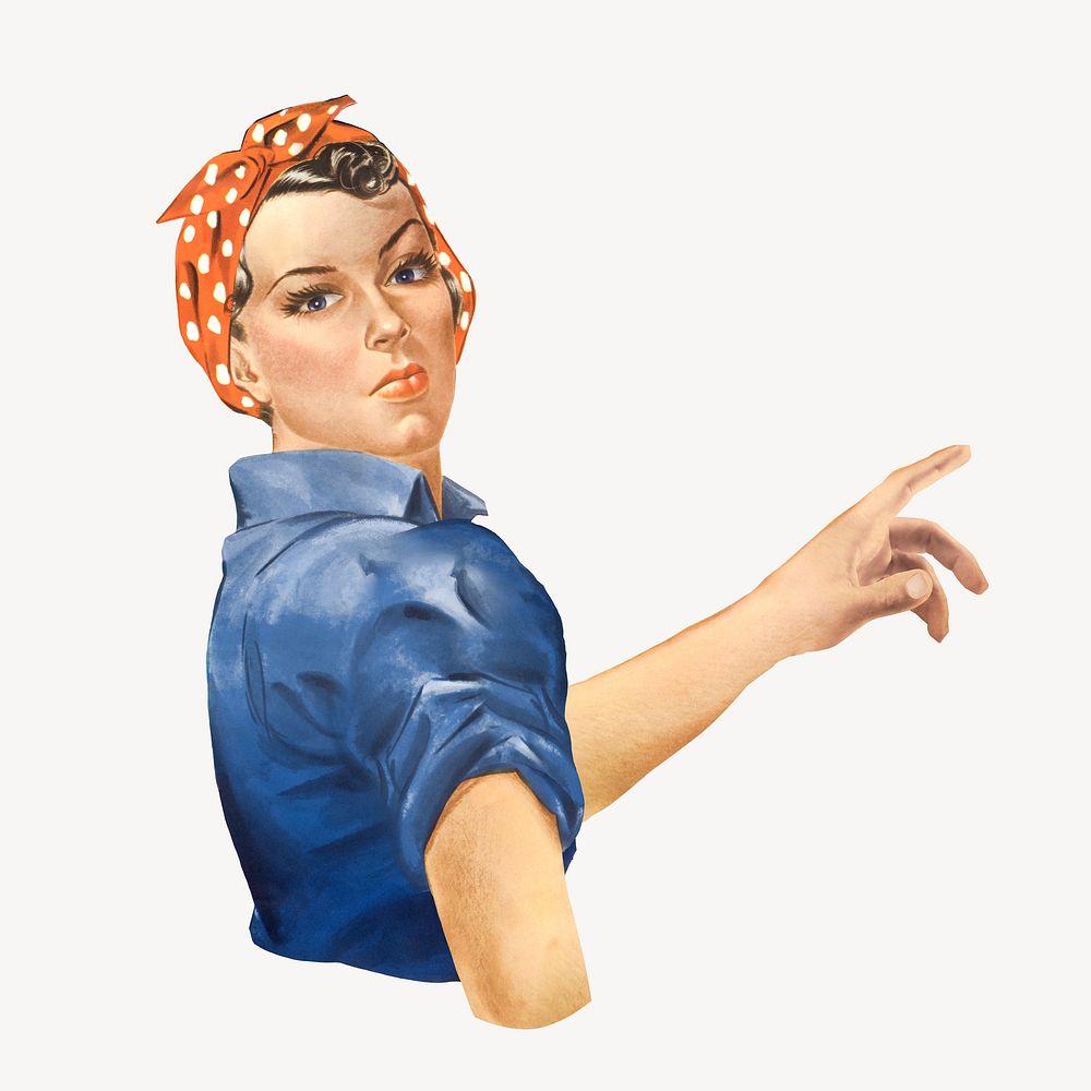 Woman pointing her finger, vintage illustration. Remixed by rawpixel.