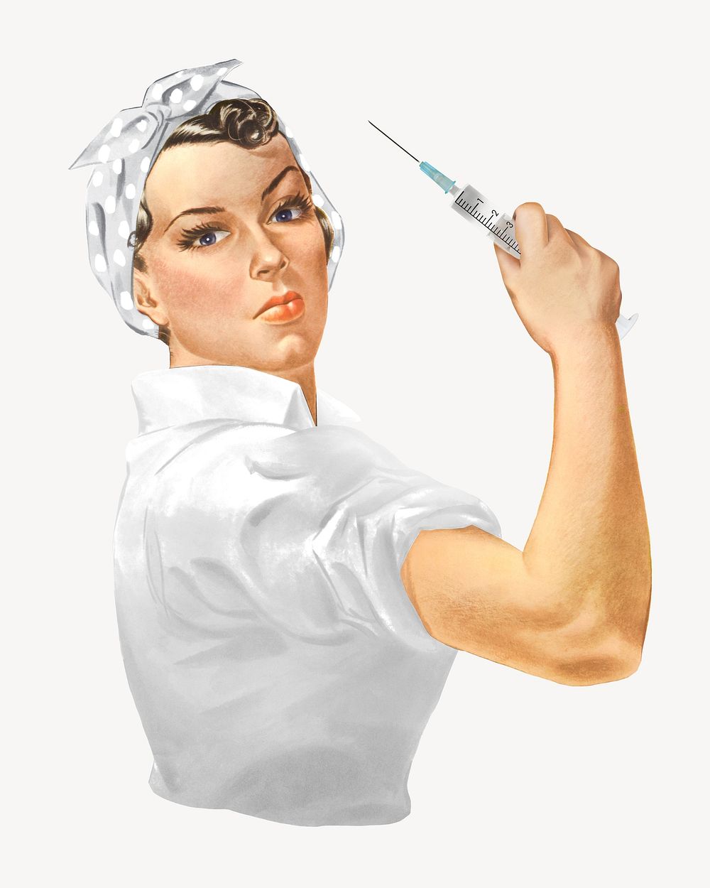 Nurse holding needle illustration. Remixed by rawpixel.