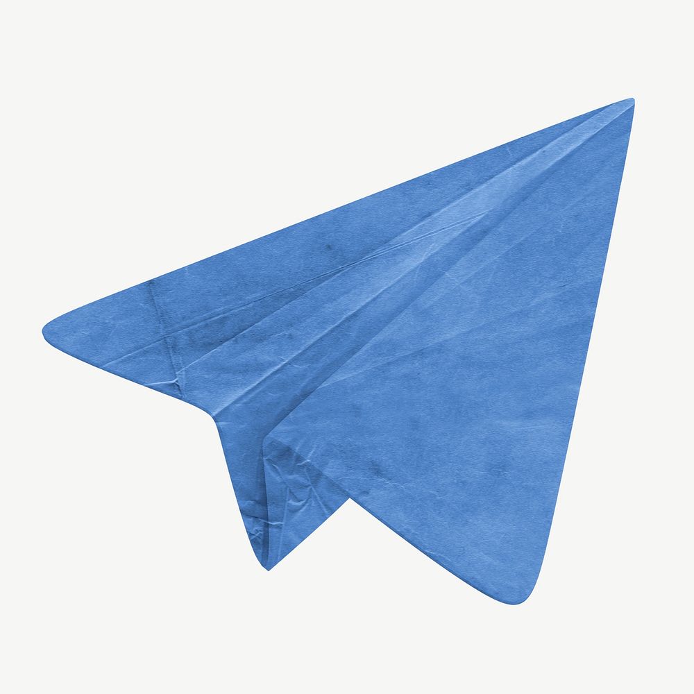 Blue paper plane collage element psd