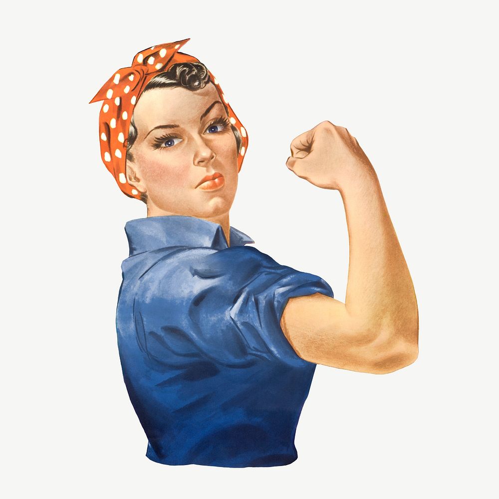 Vintage woman flexing muscle illustration psd. Remixed by rawpixel.