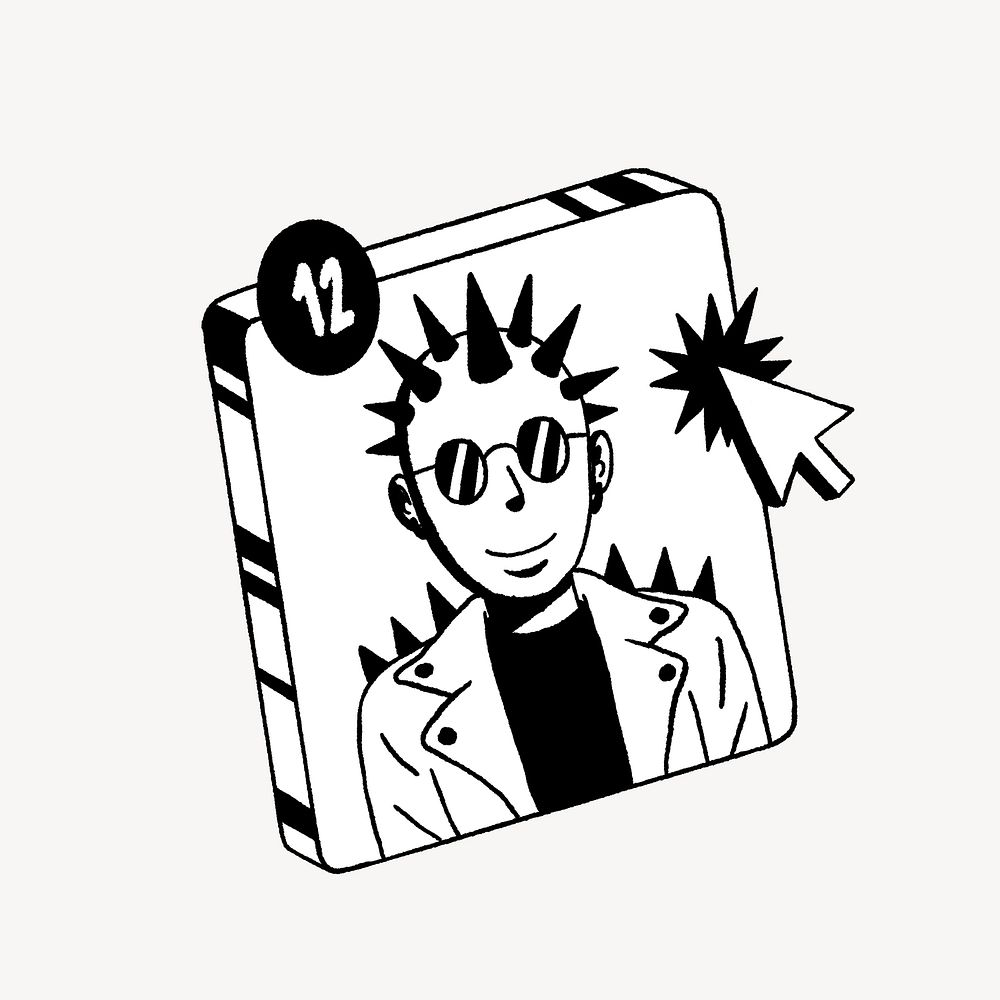 Punk user profile illustration, isolated design