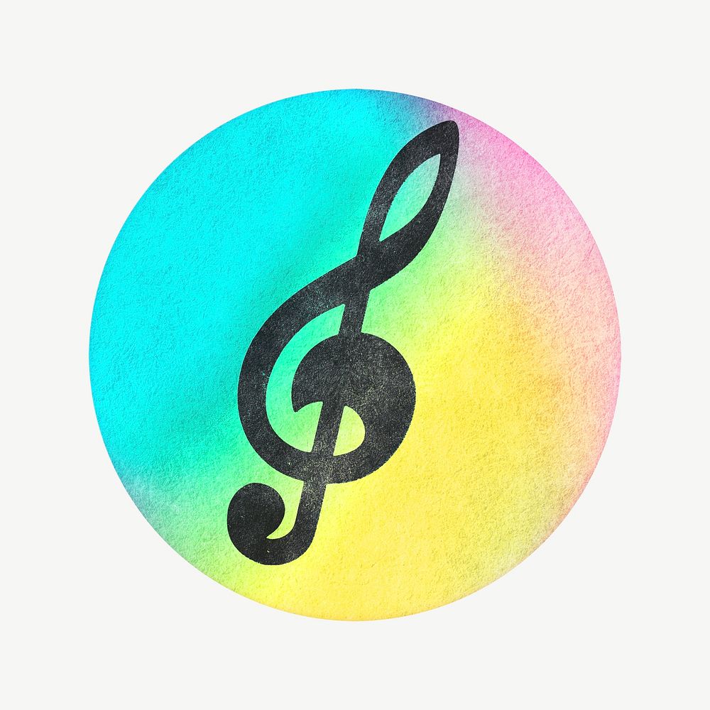 Musical note badge collage element psd