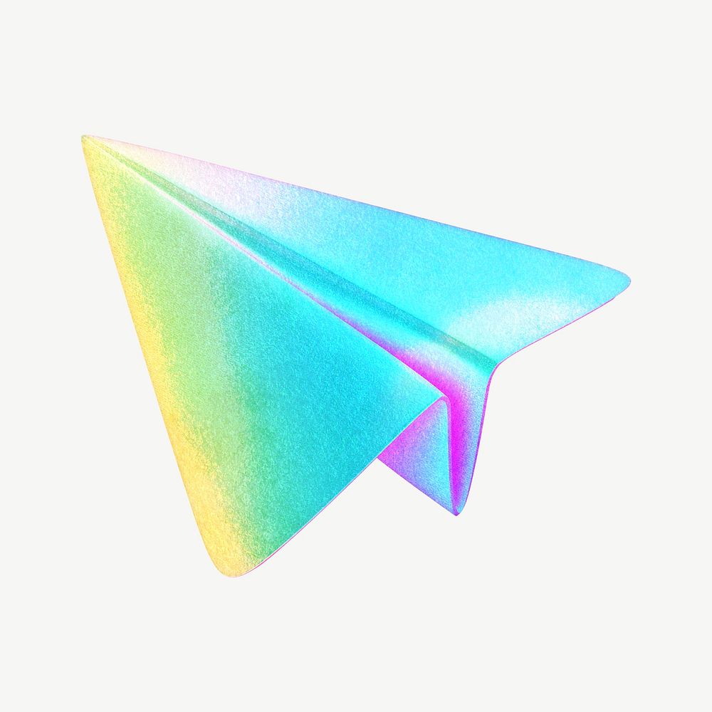 Gradient blue paper plane psd