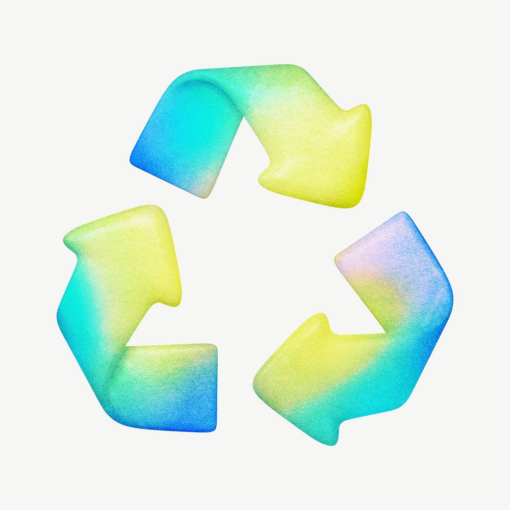 Gradient recycle sign, environment collage element psd