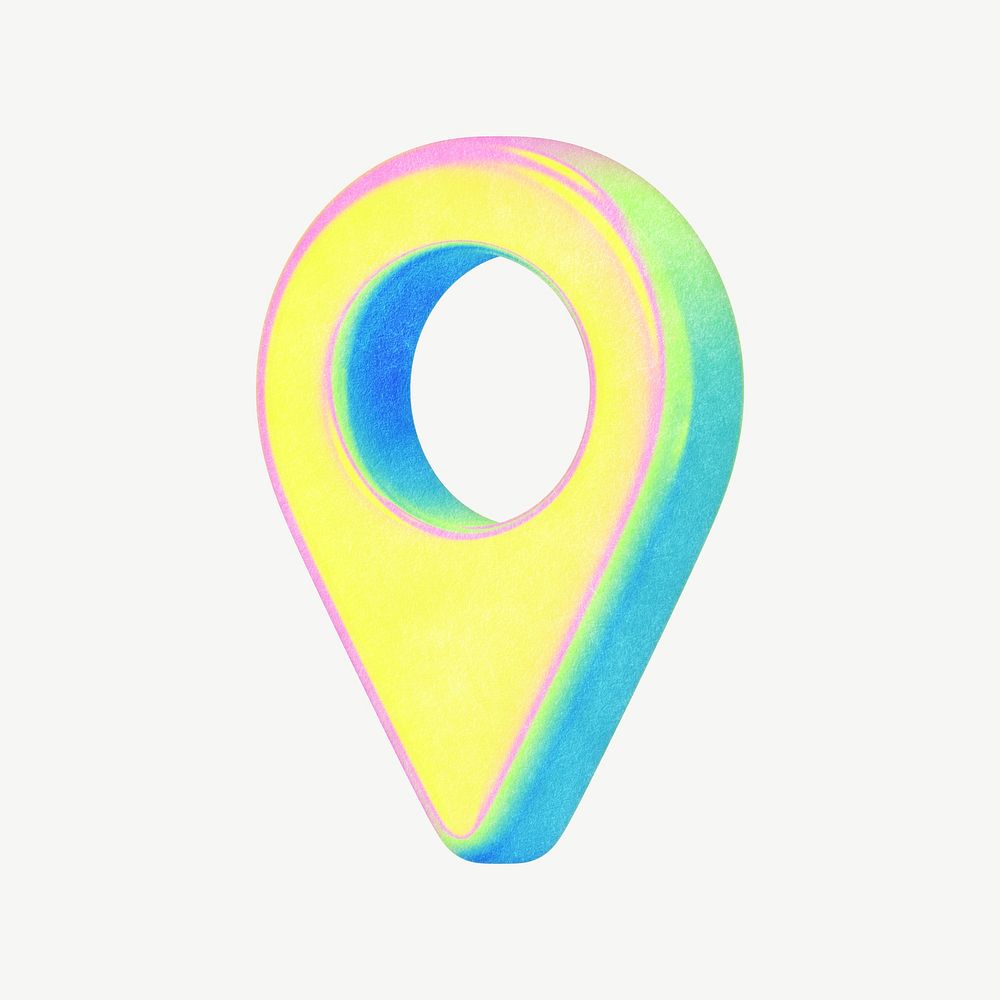 Holographic location pin icon psd