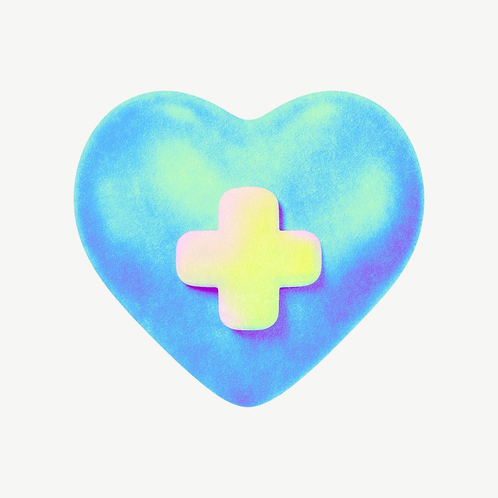 Blue heart, gradient healthcare collage remix psd