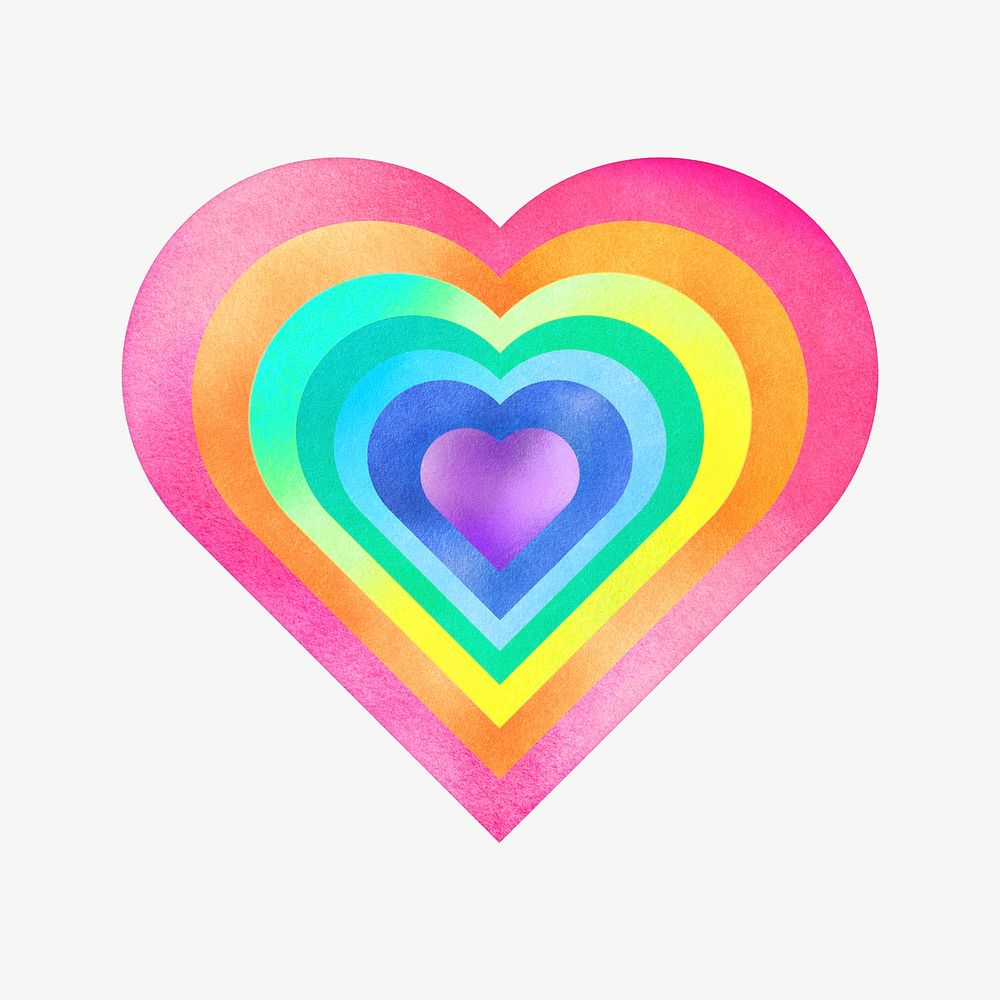 Rainbow pride heart collage element psd