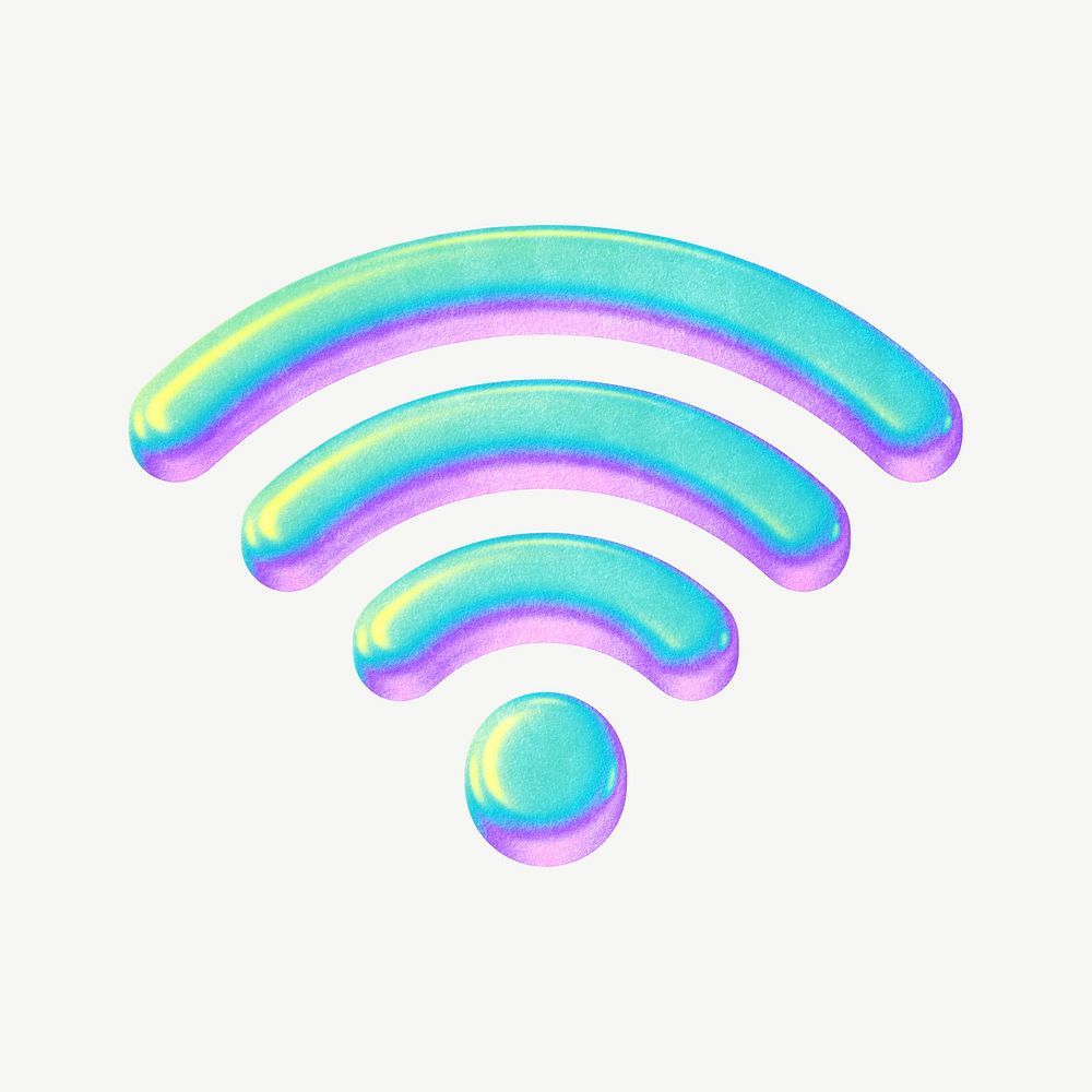 Holographic wifi icon collage element psd