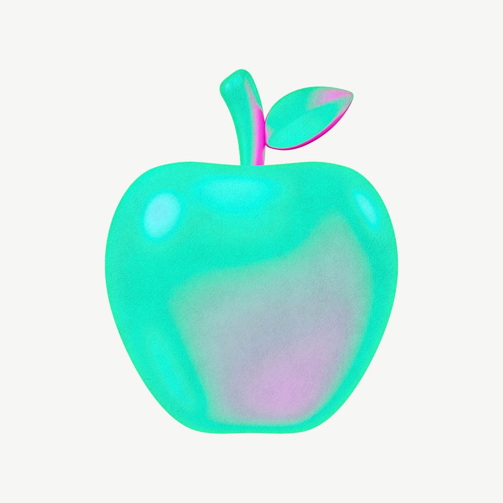 Green apple collage element psd