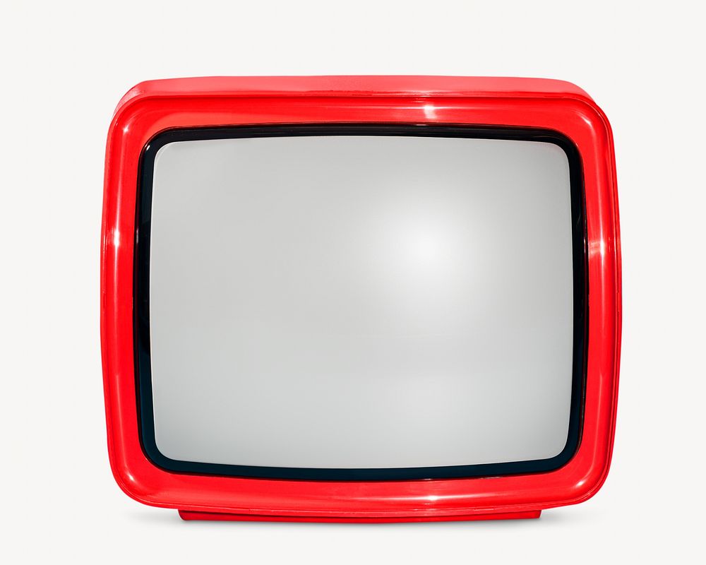 Old red television isolated image