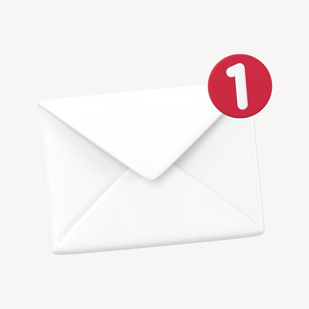 Email notification icon, 3D rendering envelope illustration psd